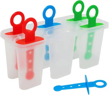 Forma de Picolé 6 Divisões – Sobremesas Geladas Caseiras, Criativas e Refrescantes em Plástico Resistente 18,5x7,5cm, Cores Variadas