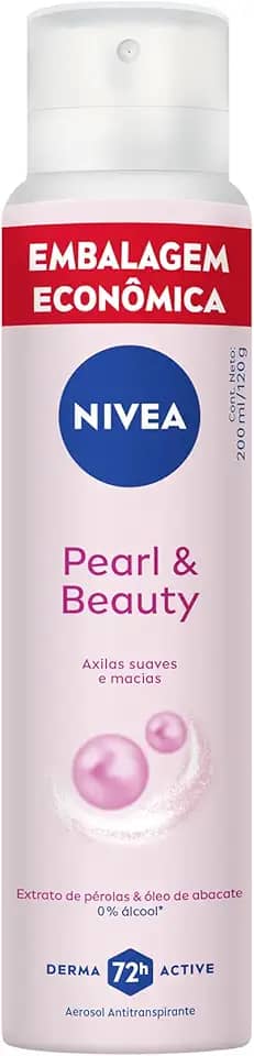 NIVEA Desodorante Aerossol Pearl & Beauty 200ml - Proteção por 72h para axilas mais suaves e bonitas