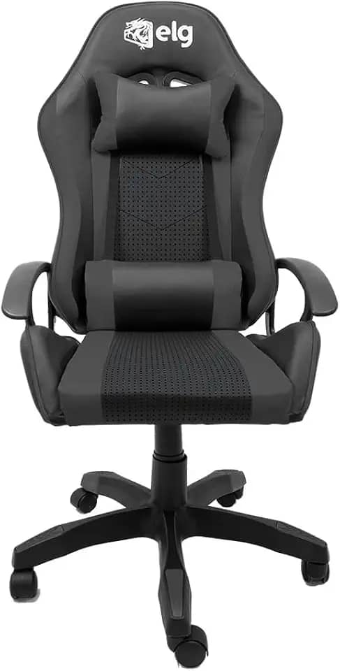 Cadeira Gamer Syrax Ergonômica com Ajuste de Altura e Estrutura Reforçada que Suporta 120kg Preta - CH36BK ELG