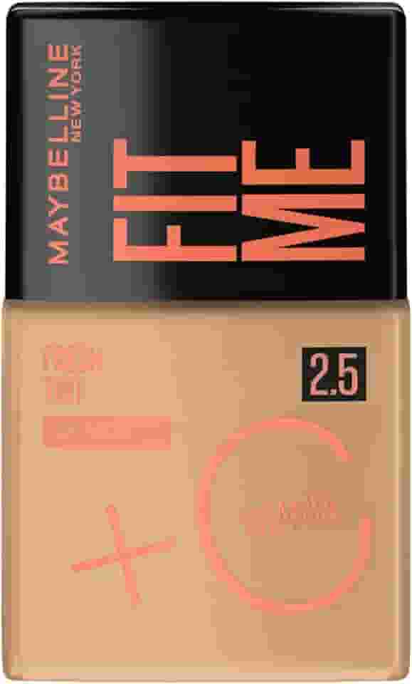 Maybelline NY Fit Me Fresh Tint Base Líquida, Proporciona Efeito Glow Natural, Controla a Oleosidade e Uniformiza a Pele com Vitamina C e FPS 50, Cor 2.5, 30ml