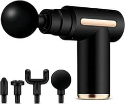 Massageador Muscular Elétrico Profissional Pistola Recarregável com 4 Ponteiras 6 Níveis de Velocidade Alívio de Dores Liberação Miofascial e Relaxamento Profundo para Atletas Premium