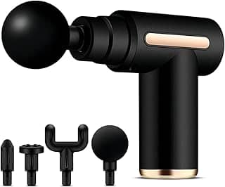 Massageador Muscular Elétrico Profissional Pistola Recarregável com 4 Ponteiras 6 Níveis de Velocidade Alívio de Dores Liberação Miofascial e Relaxamento Profundo para Atletas Premium
