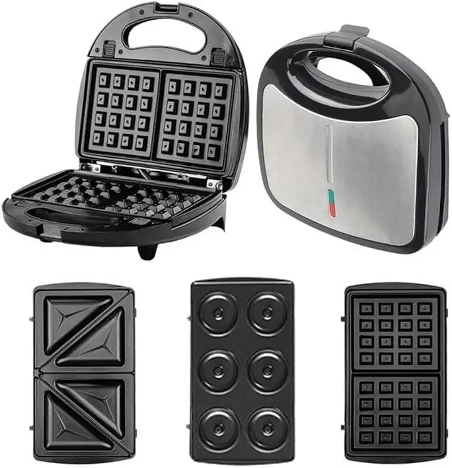 3 Em 1 Portátil Sanduicheiras Waffle Donuts Fast Antiaderente 110v(cinza prateado)