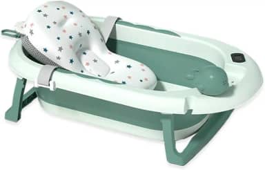 Banheira Dobrável Com Termômetro E Almofada Verde Yuupi