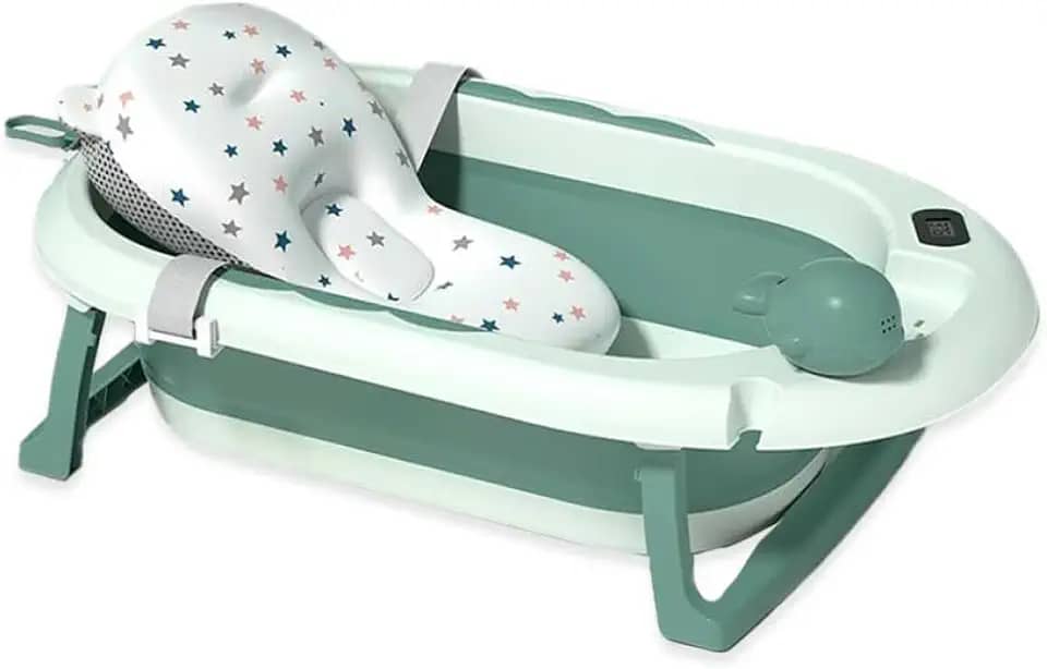 Banheira Dobrável Com Termômetro E Almofada Verde Yuupi