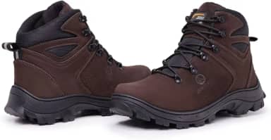 Bota de Trilha Coturno Adventure Arizona Couro Legítimo Blaqueado Palmilha de Gel