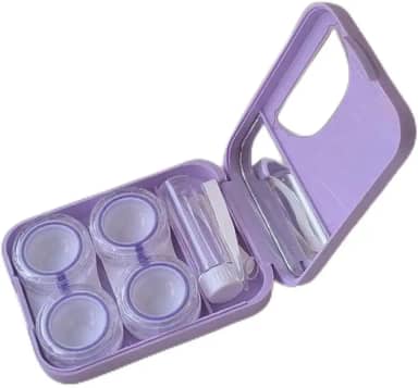 Kit de estojo de lentes de contato para uso diário e externo, kit de ferramentas de remoção de aplicador de lentes de contato com espelho e estojo de imersão de solução