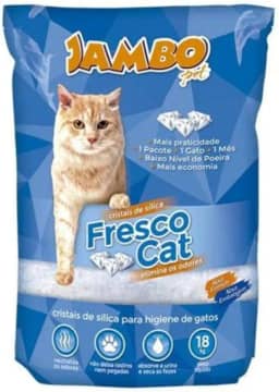 JAMBO PET Areia Higienica Cristais de Silica E Cristais Azuis Antiodor Alta Durabilidade 1,8kg Para Gato