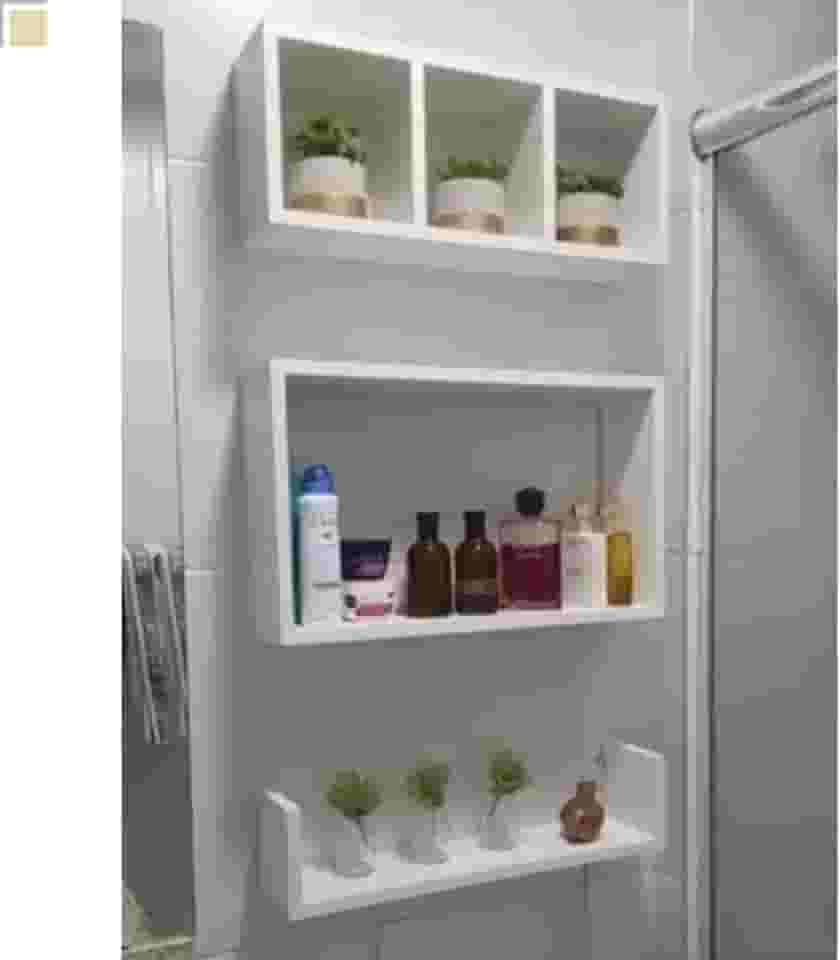 Nicho Mdf Para Banheiro Quarto Montado Só Instalar 3 Peças (Branco)