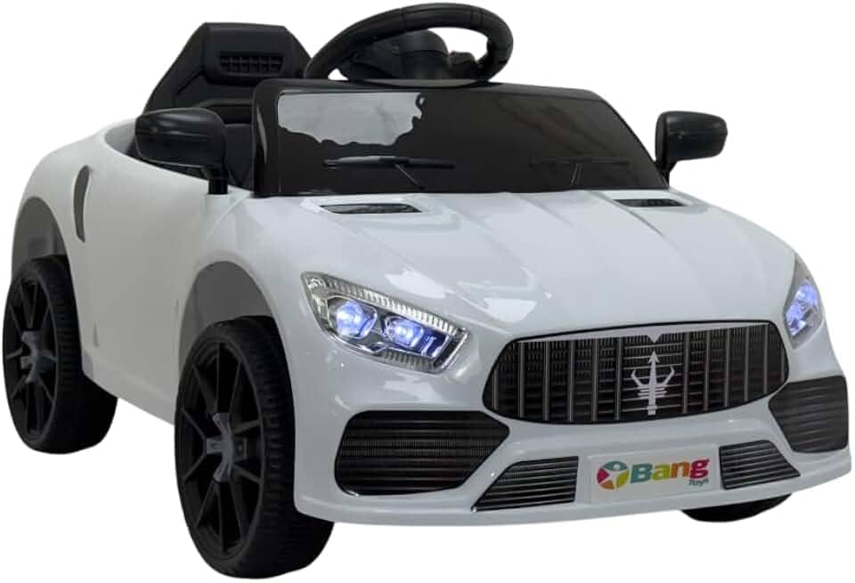 Bang Toys - Carrinho Elétrico Infantil Striker X10 12V - com Luzes de LED, Sons, Entrada USB/MP3, Bluetooth, Controle Remoto - Suporta até 30kg - Cor Branco