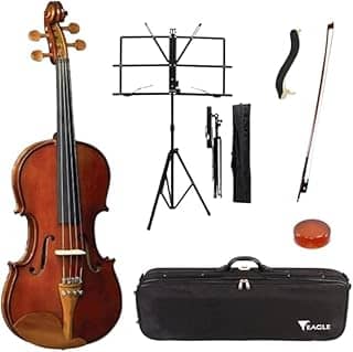 Violino Eagle VE-441 4/4, Kit com Estojo, Breu, Arco, Espaleira e Estante de Partitura