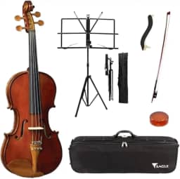Violino Eagle VE-441 4/4, Kit com Estojo, Breu, Arco, Espaleira e Estante de Partitura