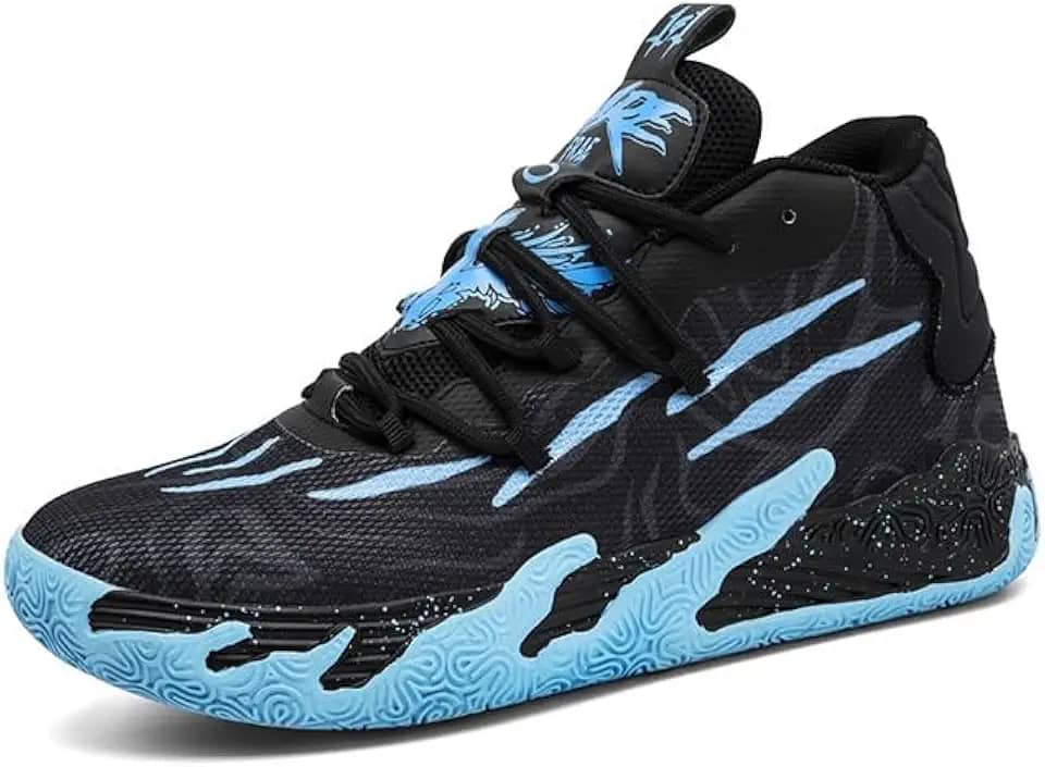 Tênis de basquete unissex, calçados esportivos respiráveis com design multicolorido, tração dinâmica, conforto o dia todo para quadras internas/externas Equipamento de basquetebol