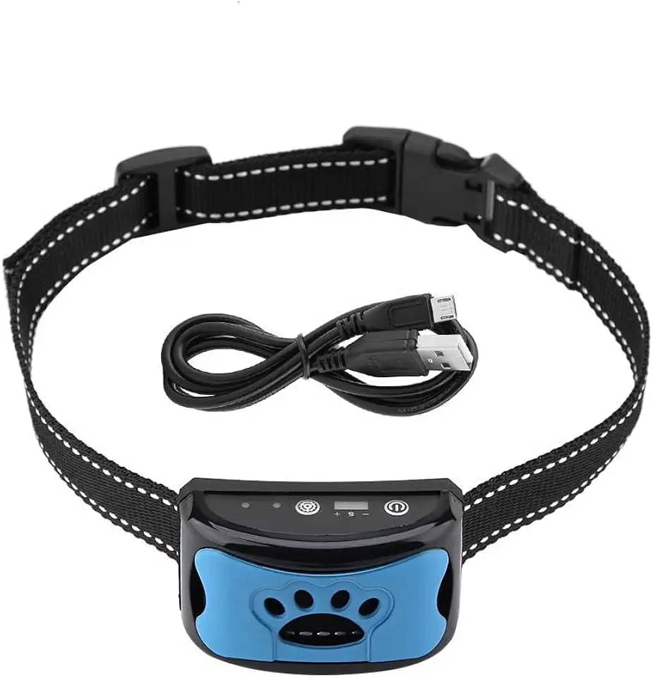 Coleira de controle de latido, adestramento para cães, pequena, média, grande, ajustável, USB, recarregável, impermeável, inofensiva e humanizada