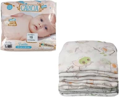 FRALDA DE PANO DE BEBÊ 100% ALGODÃO COM 15 UNIDADES (bege)