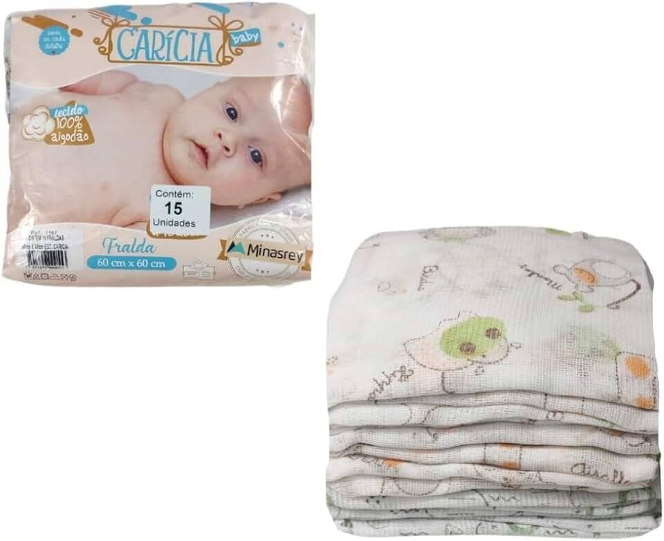 FRALDA DE PANO DE BEBÊ 100% ALGODÃO COM 15 UNIDADES (bege)