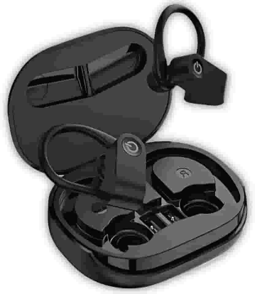 Fone de Ouvido Bluetooth Esportivo Compativel com Dispositivos Android e IOS com Alça de Orelha – Bateria Potente, Leve e Confortável, Resistente ao Suor, Ideal para Corridas, Treinos e Uso Diário