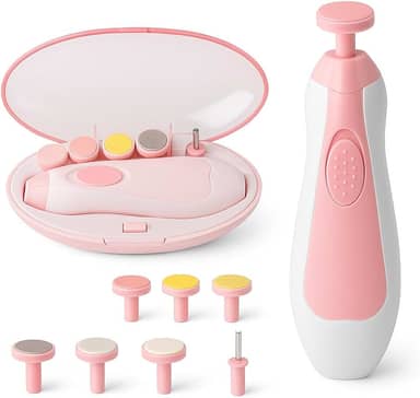 Cortador e Lixa de Unha Elétrico para Bebês 6 em 1 com Luz LED Silencioso e Seguro, Estojo Portátil Incluso, Ideal para Recém-Nascidos, Crianças e Adultos – Fácil e Indolor (rosa)