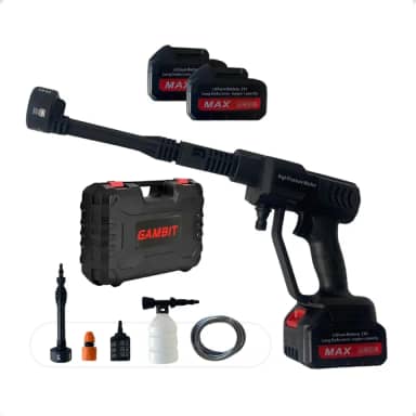 Lavadora de Alta Pressão Portátil Gambit, 21V, com 2 Baterias Recarregáveis, Kit de Acessórios e Maleta