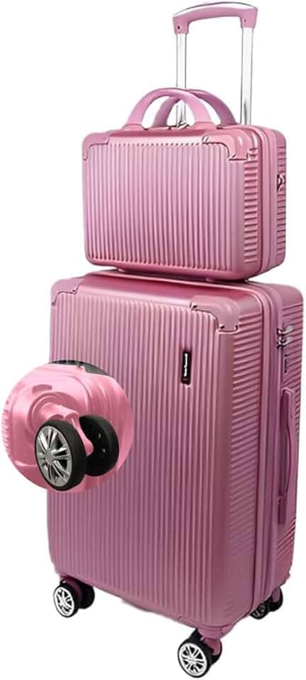 Mala de Bordo 10kg com Frasqueira Bagagem de Mão Expansivel Aprovada ANAC com 4 Rodas duplas 360° Cadeado AntiFurto TSA Mala de Viagem Alça Lateral com Divisória, Leve Resistente (Rosê)