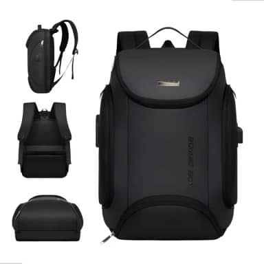 Mochila Antifurto Masculina Impermeável com Cadeado USB Reforçada para Notebook 15" – Ótima para Quem Anda de Moto ou Toma Chuva, Resistente, Elegante, Design Moderno para Trabalho, Viagem, 40L
