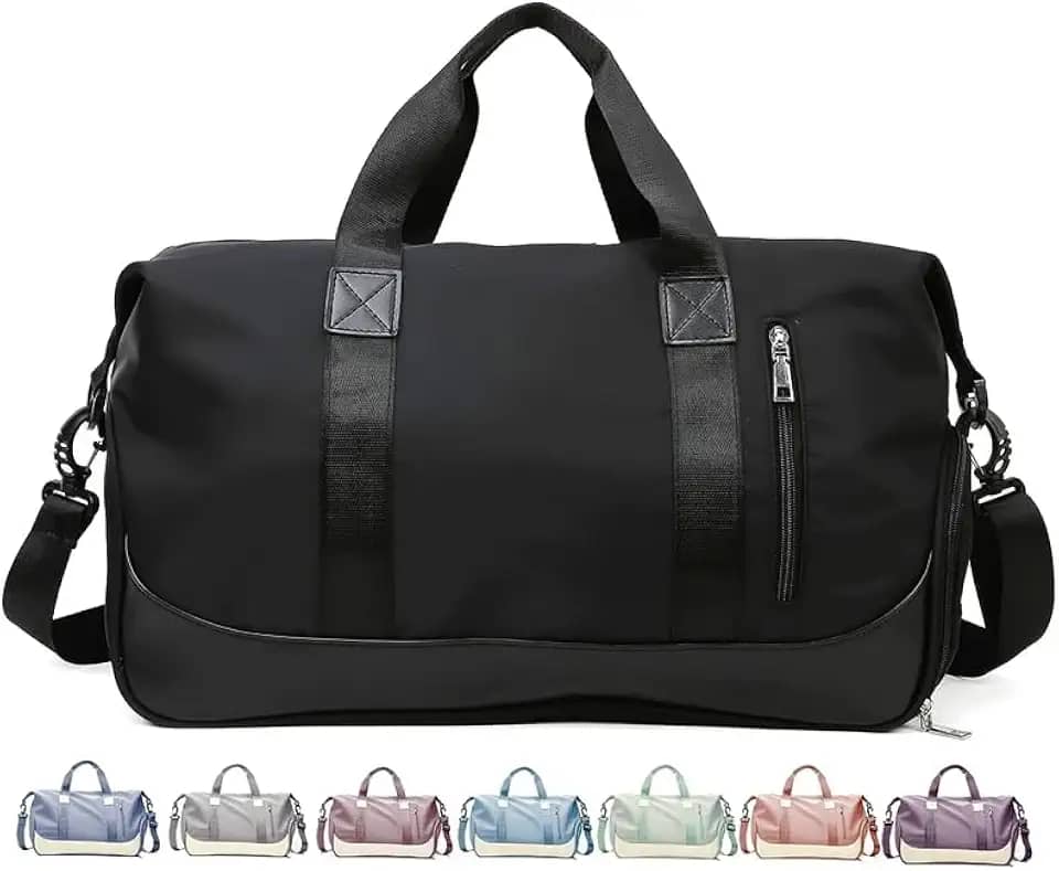 Bolsa Mala de Viagem Super Grande Transversal - 40L, 5 Compartimentos com Zíper, Poliéster Resistente, Alças Removíveis, Bolso Impermeável, Ideal para Academia e Viagens Curtas (Preto)