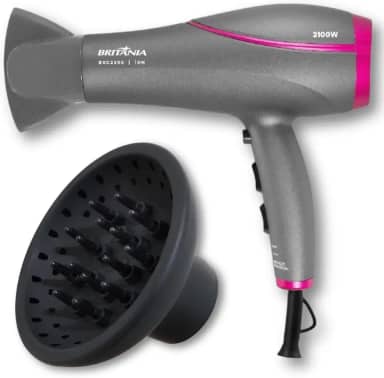Secador de Cabelo Britânia 2100W Íons Bivolt com Difusor de Cachos