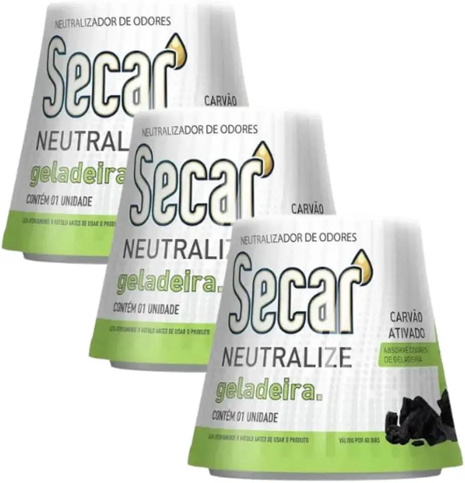 Kit Com 3 Neutralizador De Odores Para Geladeira Secar Com Carbono Carvão Ativado Natural Sem Perfume Eficaz Por Até 60 Dias