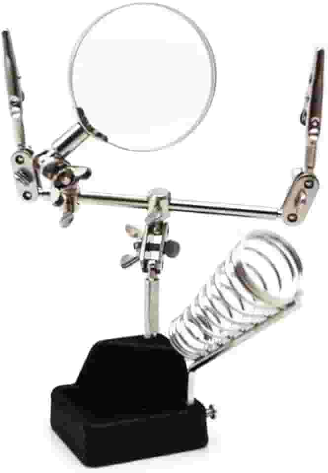 Lupa com Garras e Suporte de Ferro de Solda Eda Prateado