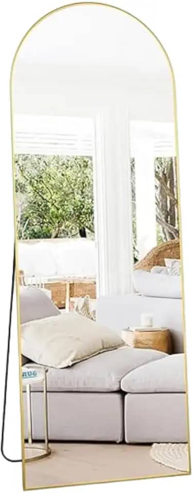 Espelho de Corpo Inteiro Arco 170x70cm Moldura Preta Dourada em Alumínio Chão e Parede (Dourada)