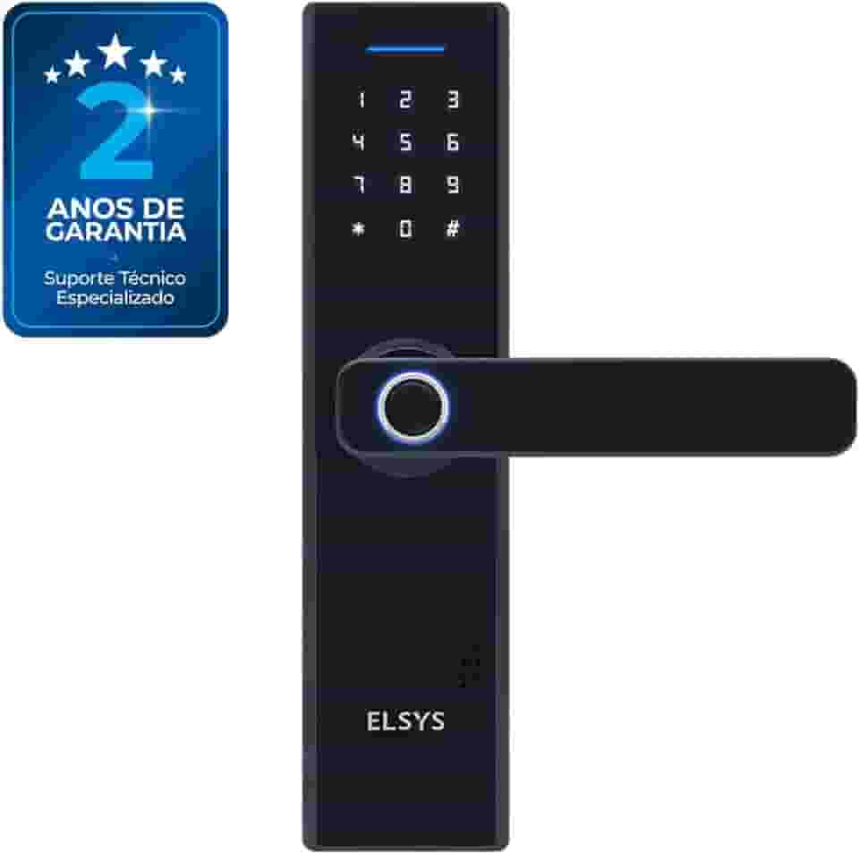 Fechadura Digital de Embutir com Biometria, Elsys, ESF-DE2000B, Preta - Abertura via Biometria e Senha Numérica