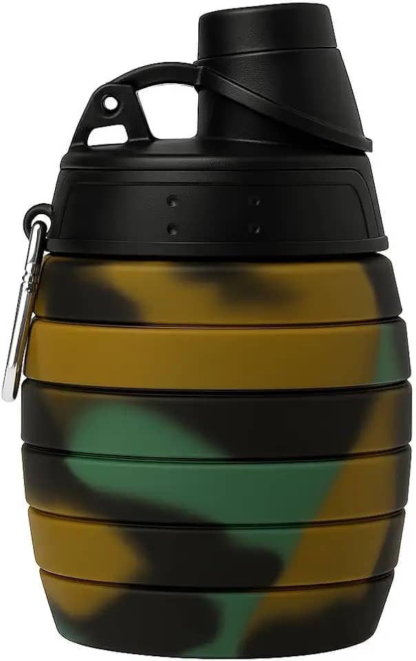 Garrafa D'Água Silicone Retrátil Expansível 2 em 1 Portátil Esportiva Caminhada Treino, Dobrável, Leve, Reutilizável, 500ml