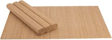 Mimo Style Jogo Americano de Bambu Claro com 4 Unidades 45x30 para Mesa, Cozinha e Sala de Jantar - Moderno Sofisticado Sustentável e Ecológico - Com Resistência Térmica e Evita Manchas