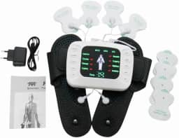 Novo Aparelho de Fisioterapia TENS Portátil com Eletrodos - Alívio de Dores Musculares, Acupuntura e Massagem - Inclui Chinelo Terapêutico e 4 Pares de Adesivos Reutilizáveis - Grupo AC Multi