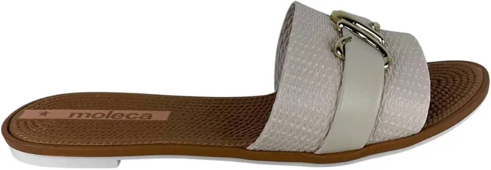 Rasteirinha Slide Feminina Moleca Tira Texturizada Enfeitada