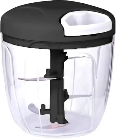 Processador Manual De Alimentos, Triturador Portátil Com 5 Lâminas Aço Inoxidável, Capacidade 900 ml, Picador De Legumes, Alho, Cebola E Temperos (Preto)