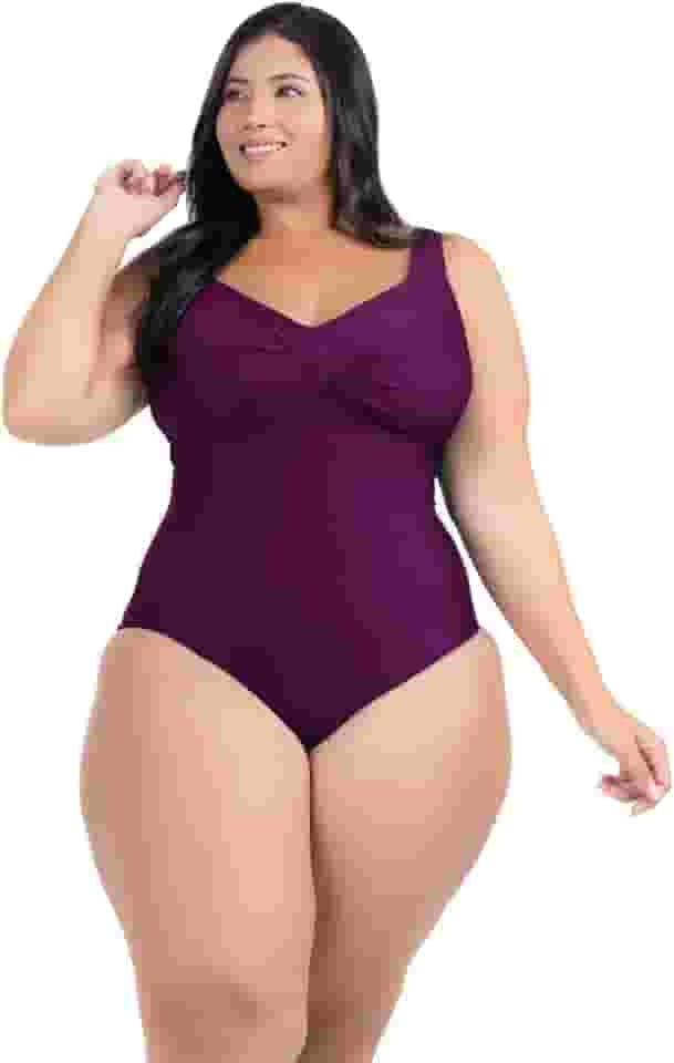 Maiô Plus Size Com Bojo Alta Sustentação Disfarça Barriga Moda Praia Tecido Resistente Forrado Média Compressão