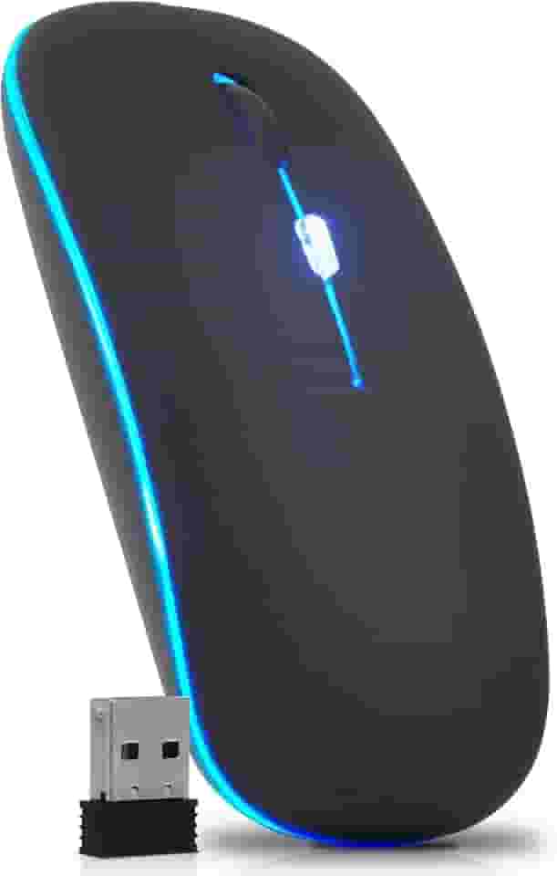Mouse Sem Fio Óptico 3200dpi Usb Wireless 2.4ghz Recarregável Pc Notebook Computador Tv Smart (Preto)