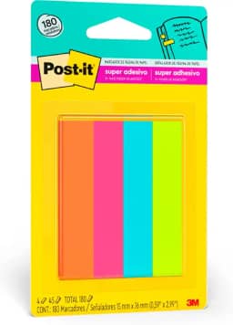 Post-it, 3M, Marcador de Página Adesivo, Flags de Papel, 76mm x 15mm, 180 folhas
