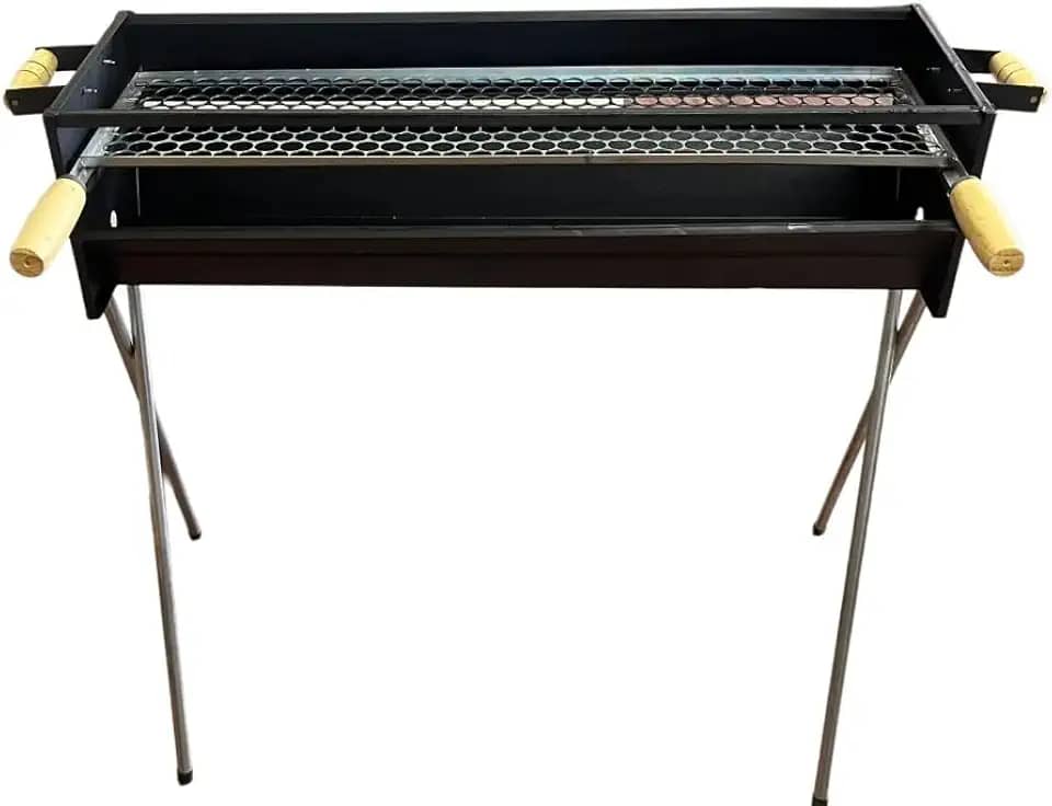 Churrasqueira Espetinho Reforçada A Carvão Espeteira Tradicional 80X25cm Espeteira Bar Lanchonete Com Grelha