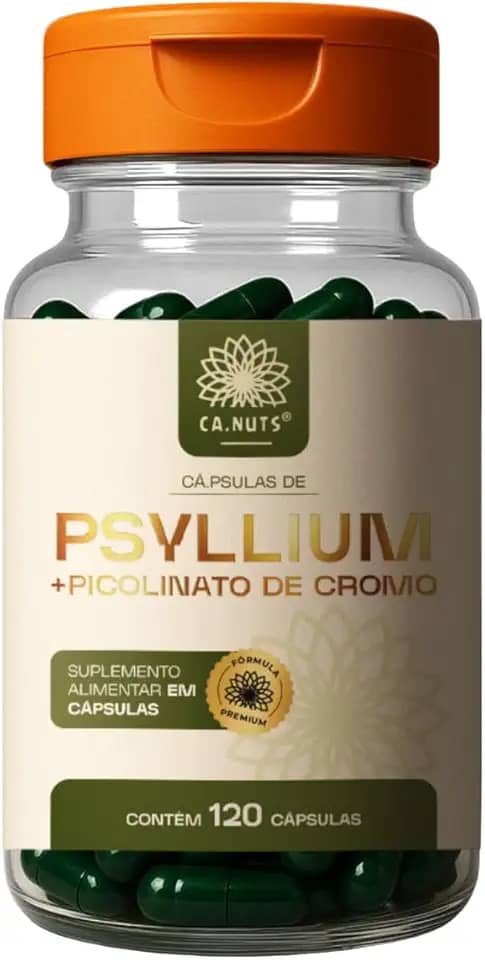 Psyllium em Cápsulas + Piccolinato de Chromo em cápsulas Premium Ca.nuts - Suplemento alimentar, Regulador intestinal (1 caixa - Para 30 dias (120 Cápsulas))