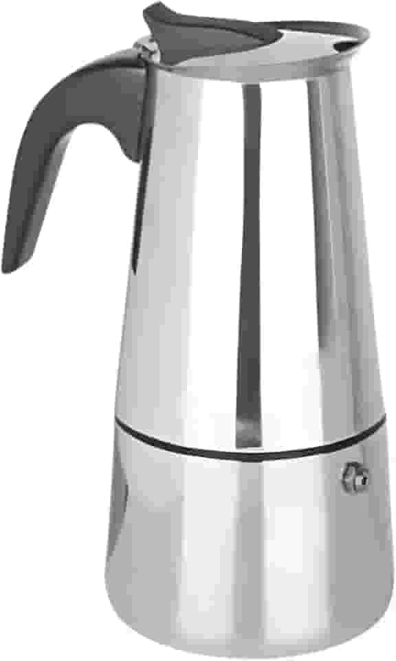 Cafeteira Italiana de Inox 200ml – Para 4 Xícaras, Café Forte e Aromático, Alça Antitérmica, Design Compacto e Elegante