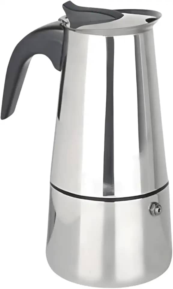Cafeteira Italiana de Inox 200ml – Para 4 Xícaras, Café Forte e Aromático, Alça Antitérmica, Design Compacto e Elegante