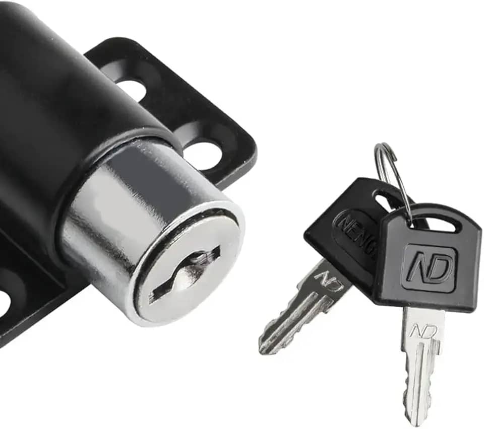 Trava Porta Trinco Com Chaves Ferrolho Fecho Portão Portas Janelas - (Preto)