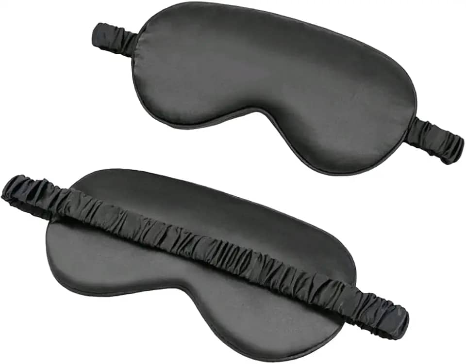 Máscara de dormir com enchimento de camada dupla e tira elástica para uma noite de sono perfeita (Preta)