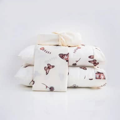 Jogo De Lençol Casal Queen King 4 Peças 100% Algodão Percal 200 Fios Estampado (Queen, Borboletas Lilás)