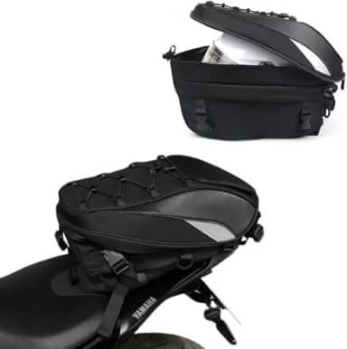 Bau bauleto alforge traseiro universal 37l preto para moto com refletivo + capa impermeável