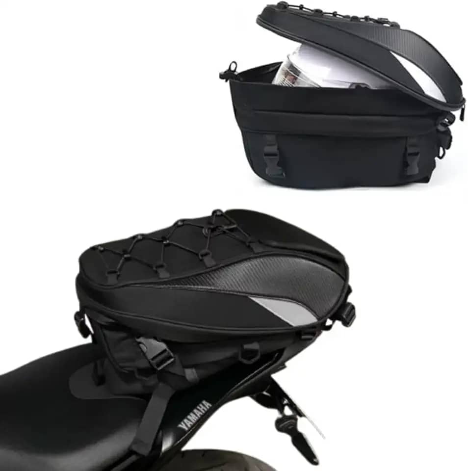 Bau bauleto alforge traseiro universal 37l preto para moto com refletivo + capa impermeável