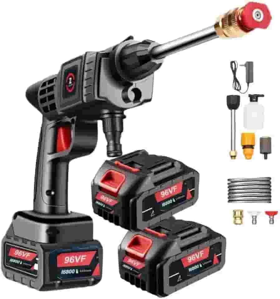 Lavadora Alta Pressão 96V Lava Jato Portátil Com 2 Bateria 1000W Bivolt 110V/220V Vap Carro Para Pisos Carros e Jardim