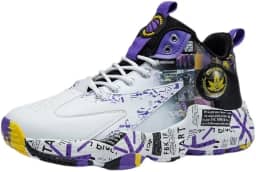 Bolognifi Tênis de basquete masculino de cano alto, calçados esportivos antiderrapantes para corrida, botas de basquete para treinamento ao ar livre presente(Purple1,41 BR)